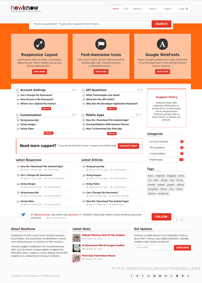 NowKnow Knowledge Base Responsive HTML Template Download New Themes