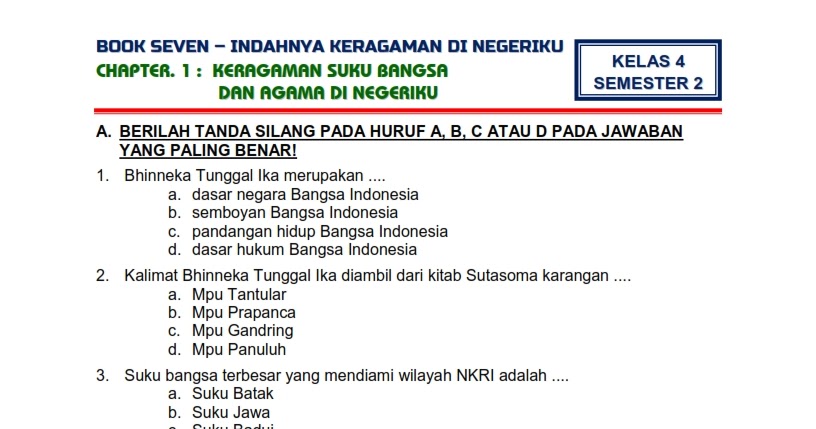 Contoh Soal Tentang Keragaman Suku Bangsa Dan Budaya Di Indonesia Contoh Soal Terbaru