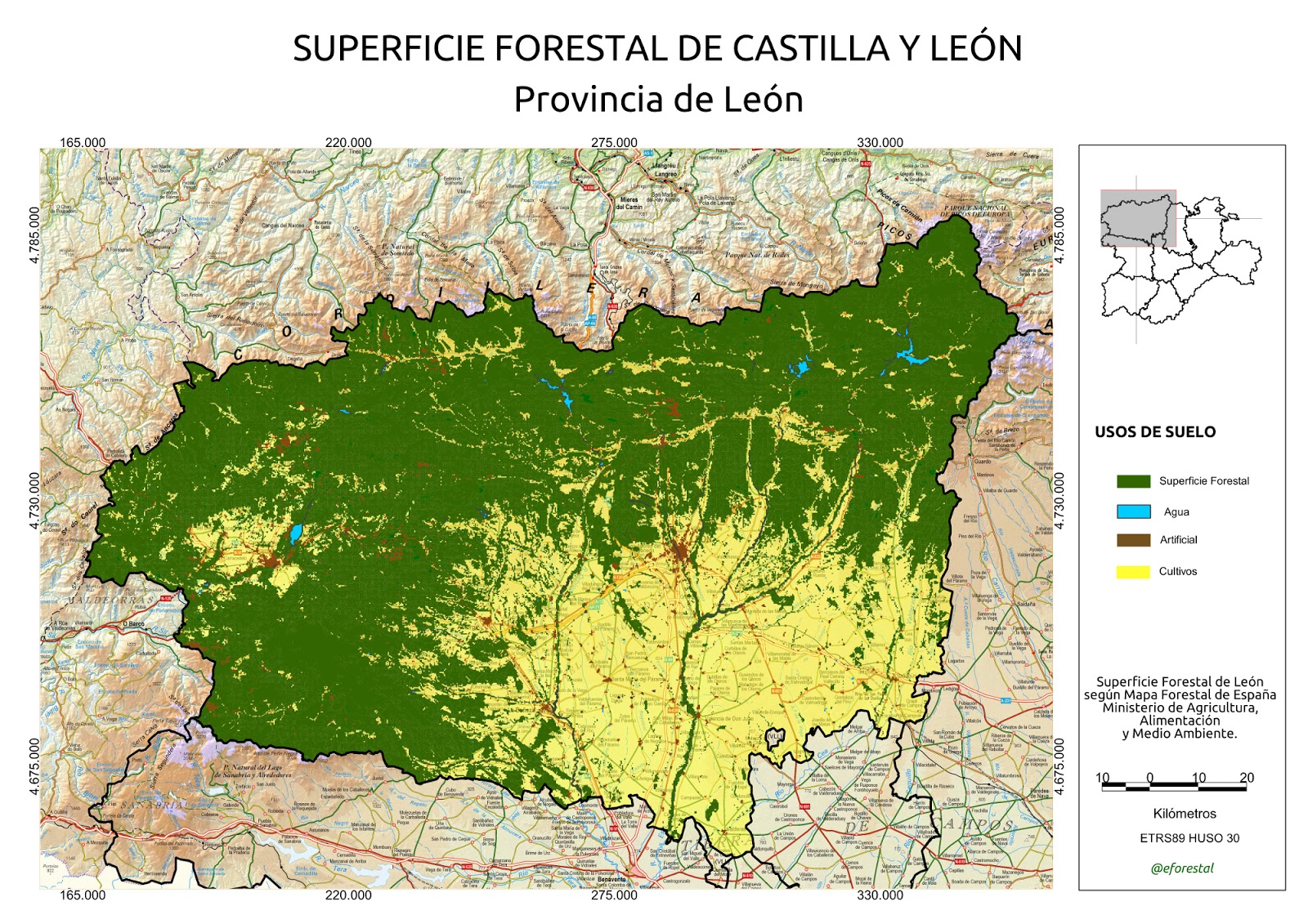 Mapa Superficie Forestal de la provincia de León – Impresiones de un ...