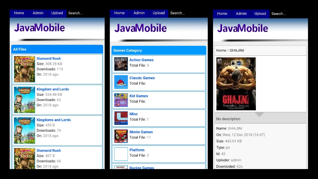 JavaMob: Wapkiz download site template demo