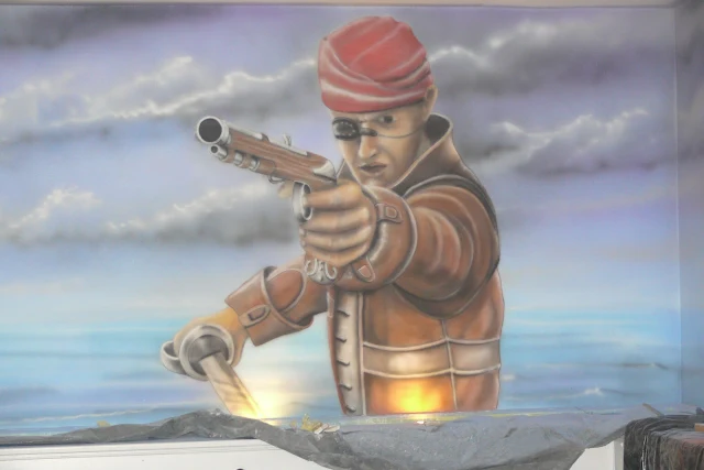 Malowidło ścienne namalowane bezpośrednio na ścianie, mural w kręgielni, Warszawa
