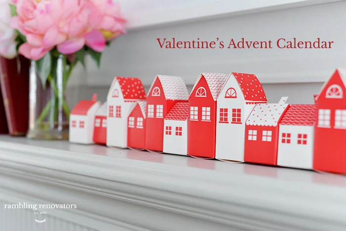 Valentines advent calendar using paper boxes. Valentines themed daily activities