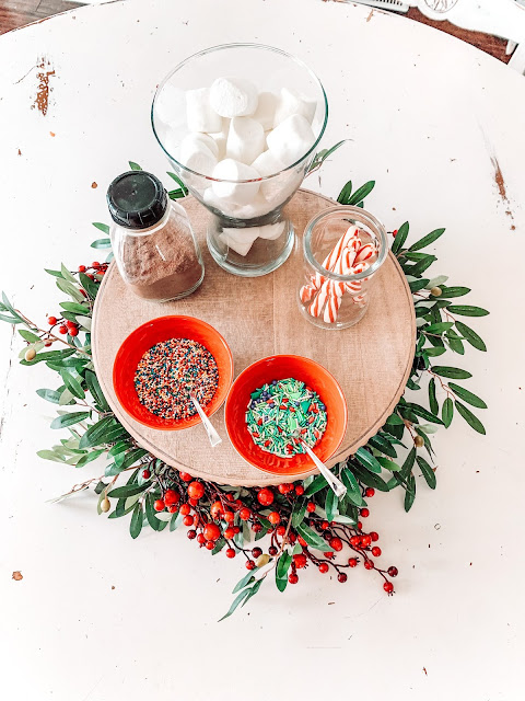 Hot chocolate bar surrounded with wreath