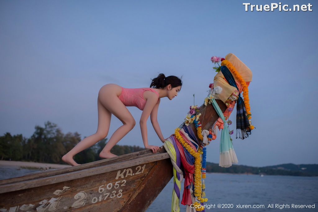 Image XIUREN No.2340 - Chinese Model Shen Mengyao (沈梦瑶) - Sexy Pink Monokini on the Beach - TruePic.net - Picture-44