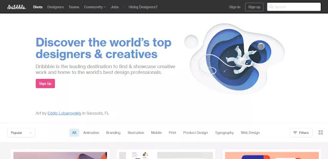 Daftar Website Gratis Untuk Showcase Karya DKV Kamu! 5 Dribbble (www.dribbble.com)