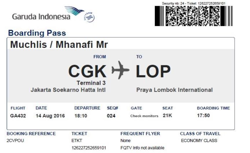  CheckIn Garuda Indonesia Manual Pointer