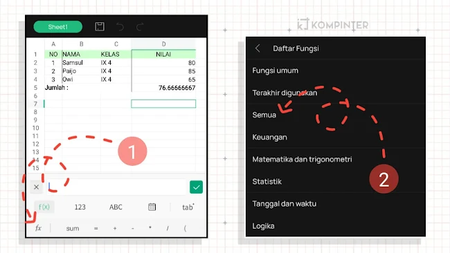 Tampilkan Semua Rumus WPS Office