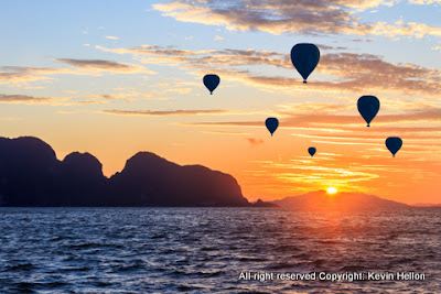 Hot Air Balloons over Phang Nga Bay, Thailand