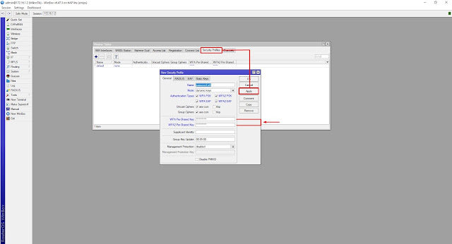 Setting password wifi mikrotik