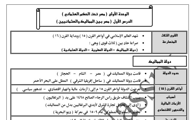 مذكرة تاريخ للصف الثالث الاعدادي مذكرة تاريخ للصف الثالث الاعدادي