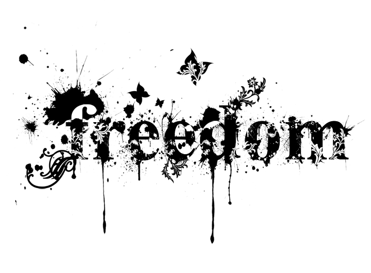 Тату эскиз freedom надпись