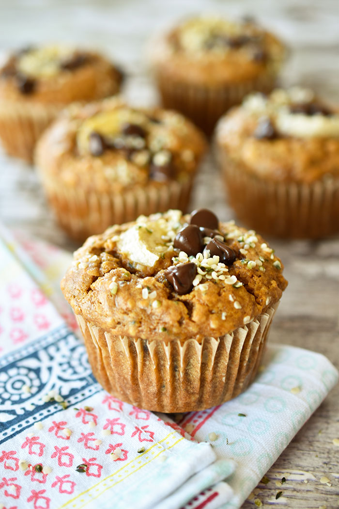 Woman in Real Life Heavenly Hemp Seed Banana Chocolate Chip Muffins