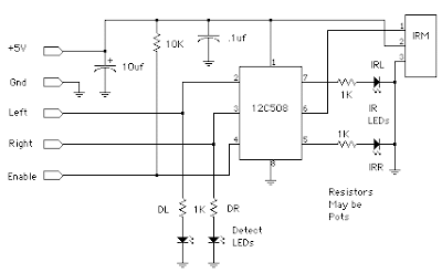 Obstruction Detector With 12C508 IR Circuit Diagram Schematic | Wiring
