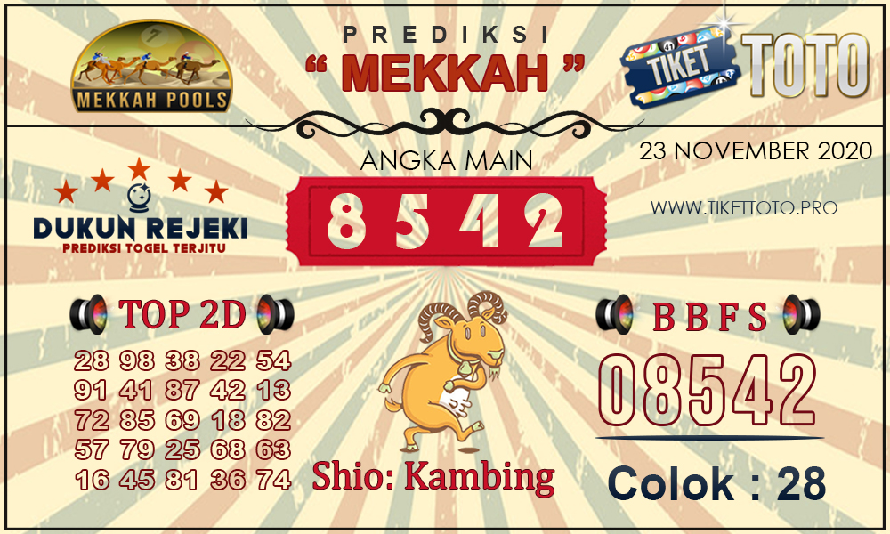 Prediksi Togel MEKKAH TIKETTOTO 23 NOVEMBER 2020