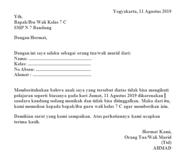 Contoh Surat Izin Sakit Sekolah SMP (via: 99.co) Contoh Surat Izin Sakit Sekolah SMP (via: 99.co)