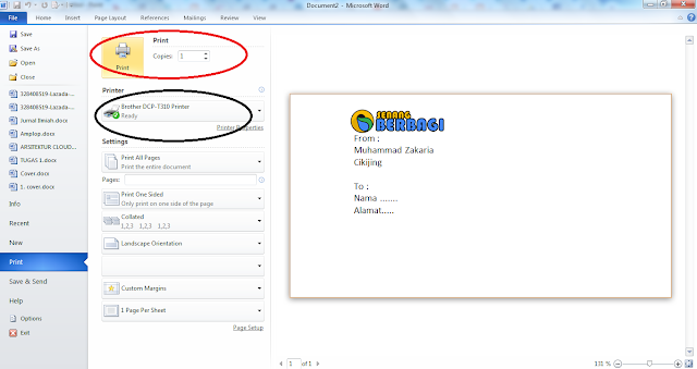 Cara Mudah Print Amplop Air Mail di MS Word 2010 Pada Printer DCP-T310