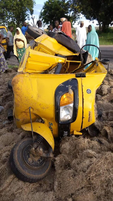 Graphic Photos: Three killed as young man rams his SUV into a Keke in Adamawa State