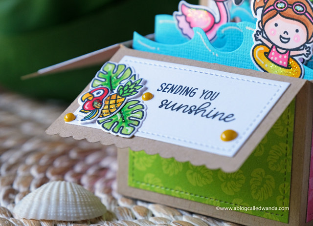 Sunny Studio Stamps: Fabulous Flamingos Coastal Cuties Sending Sunshine Fluffy Clouds Summer Themed Pop Up Card by Wanda Guess