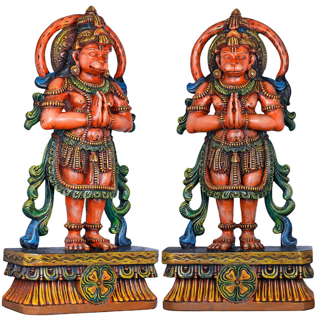 Buy Namaskaram Hanuman Statues, His Tail Swishing In A Circle Behind His Head