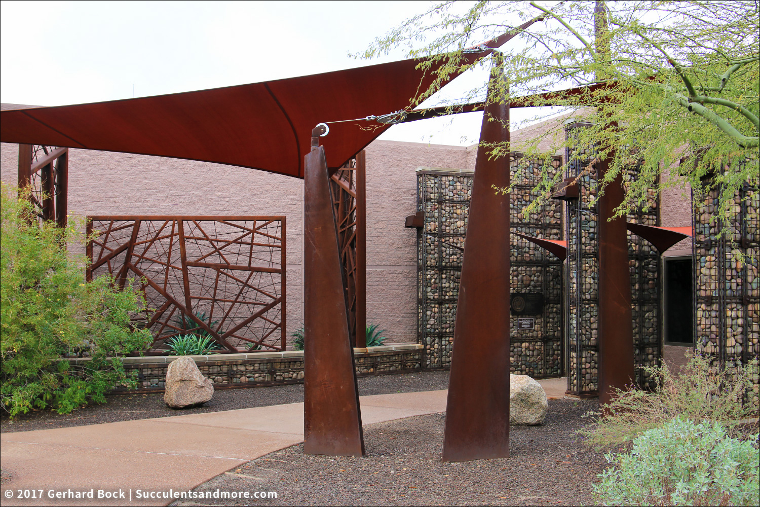 Scottsdale Xeriscape Demonstration Garden gabions, shade sails, and