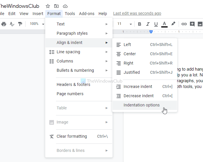 Bagaimana cara menambahkan lekukan gantung di Microsoft Word dan Google Documents