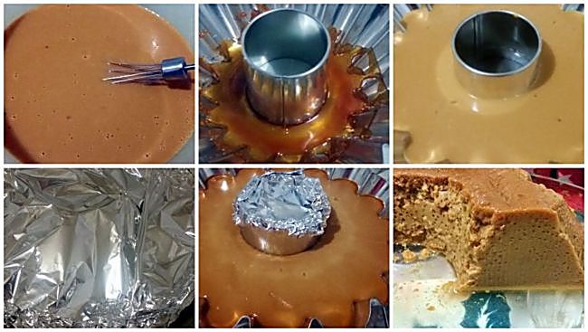 Preparación del flan de huevo con dulce de leche