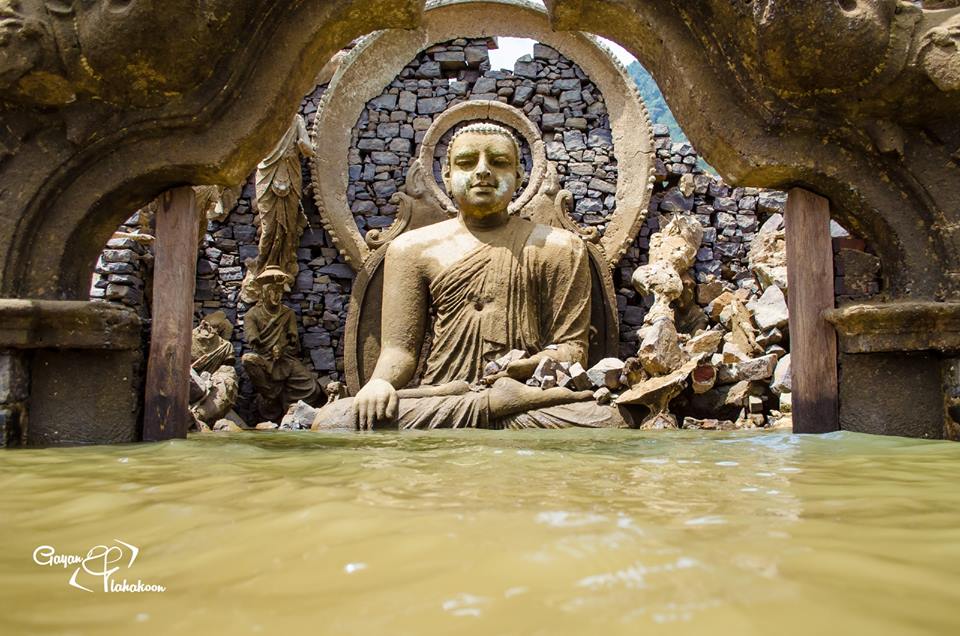 Buddhist temple Emerged at the Kotmale Reservoir Gossip Lanka Hot