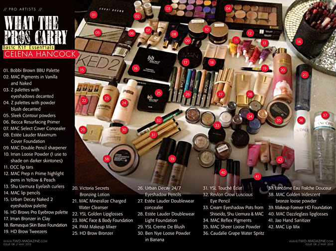 what pro makeup artist Celena Hancock carries in her kit