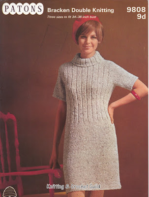 Patons 9808 knitting pattern 1960s vintage knitting pattern; short sleeved dress.
