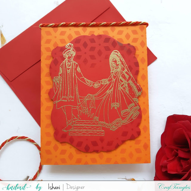 Video tutorial of Anniversary card ideas, CrafTangles stamps, Indian wedding card ideas, DIY wedding invitations, quillish, Hindu marriage cards, Anniversary card ideas