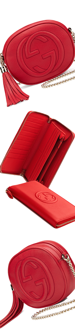 Gucci Soho Leather Mini Chain Bag, Red