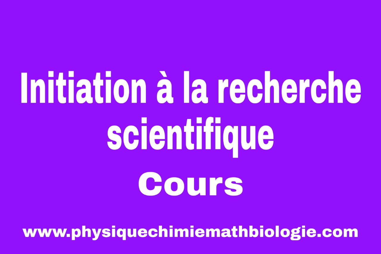 Cours d'Initiation à la recherche scientifique PDF