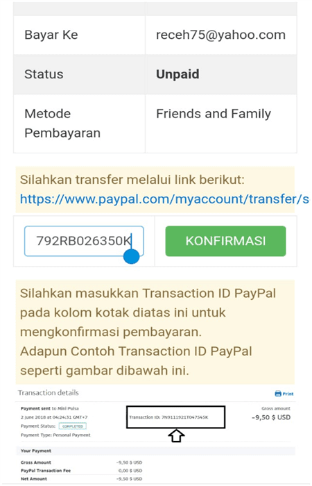 konfirmasi pembeli pulsa via paypal unverified