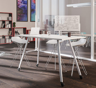 aim collaborative standing table with casters