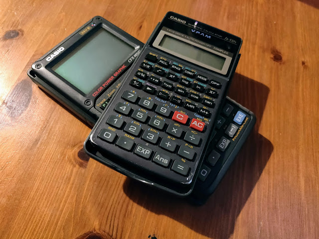 Two calculators that have stood the test of time from my own school days. I've just noticed that the batteries haven't, though.