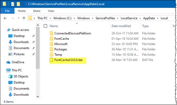 Ricostruisci la cache dei caratteri in Windows 10