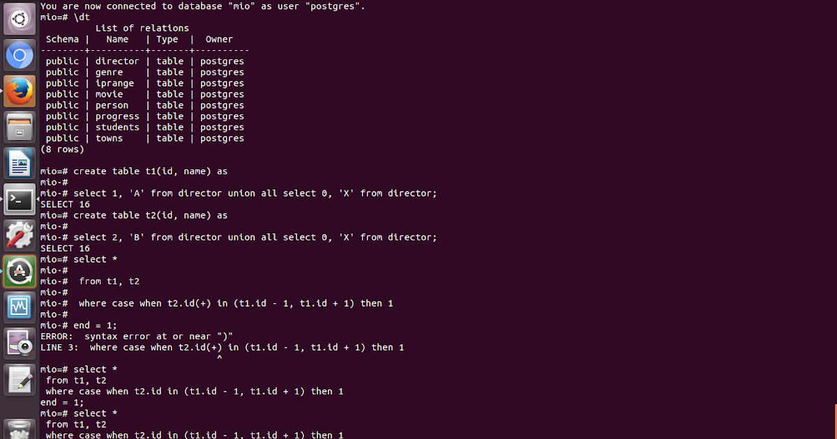 Postgresql. How to create table with union all and use case when in