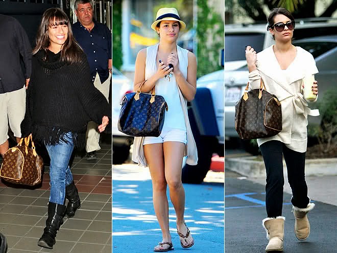 Louis Vuitton Outlet Bags: Many celebrities carrying Louis Vuitton handbags at fashion shows.