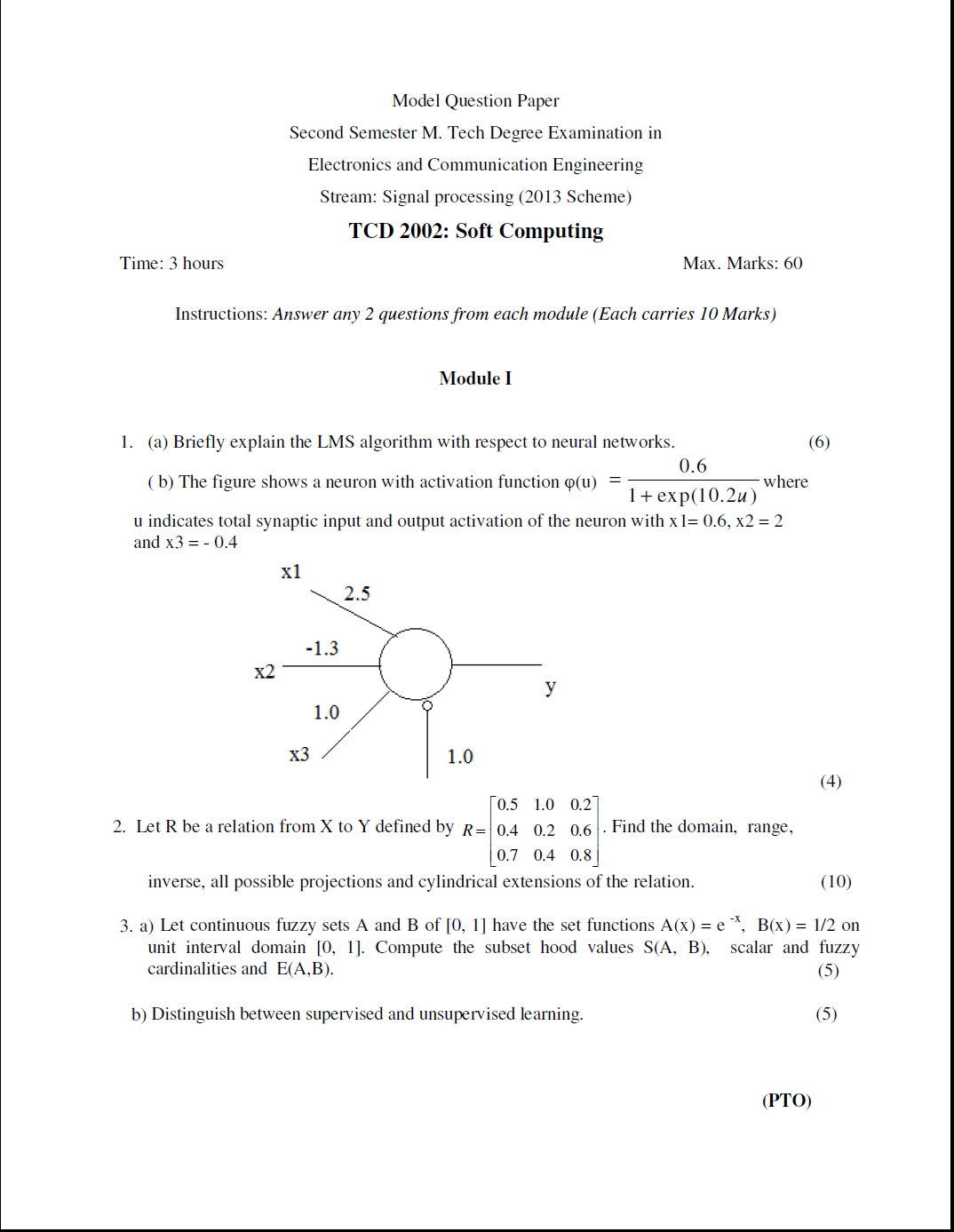 Kerala University M.Tech. Soft Computing 2017 Question Paper