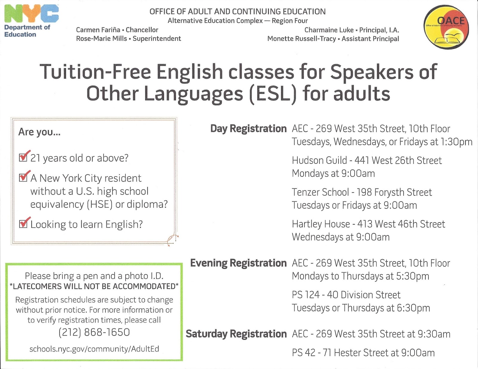 PS 130M Parents Association Tuition Free English Class For ps-130m-parents-association-tuition-free-english-class-for