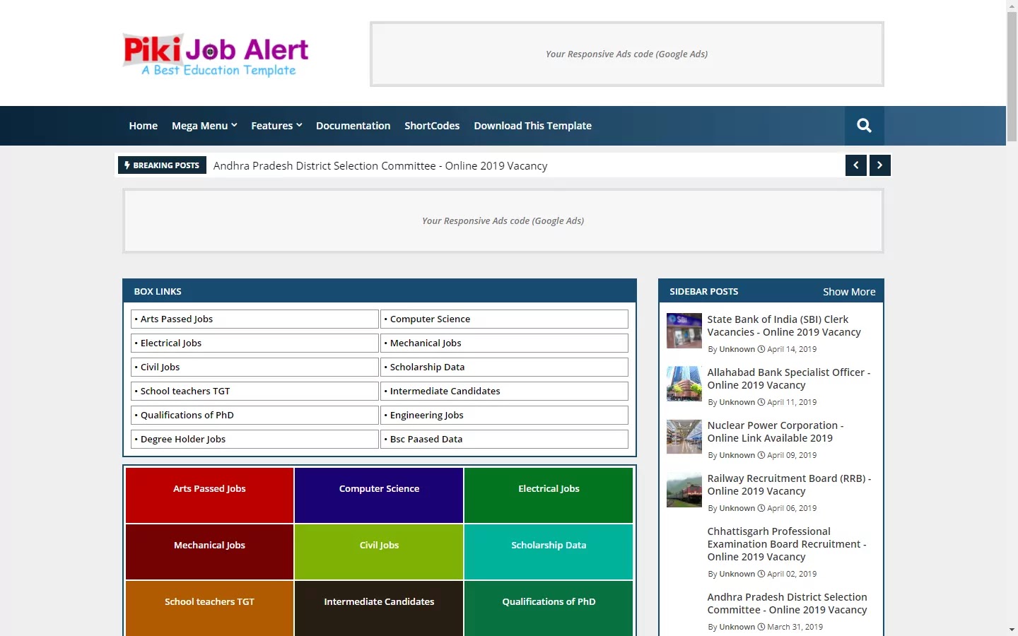 200+ Professional Blogger Templates - Amp, SEO Friendly, Responsive, and Fast Loading Template in 2022 Piki Job Alerts - Education Blogger Template