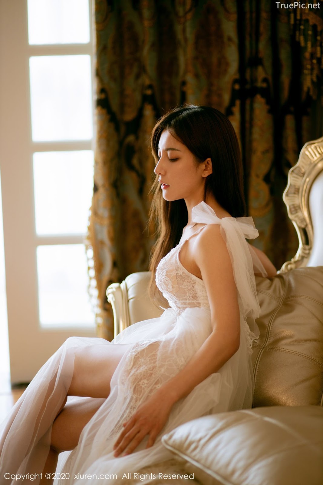 XIUREN No.1914 - Chinese model 林文文Yooki so Sexy with Transparent White Lace Dress - Picture 37