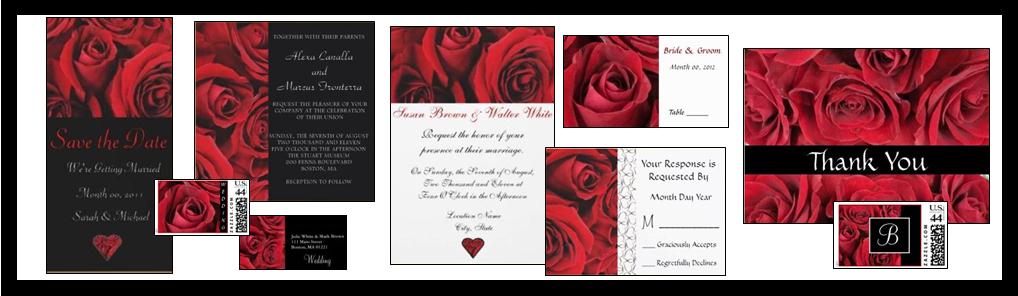 Red Rose Wedding Invitations and Stationary Cards