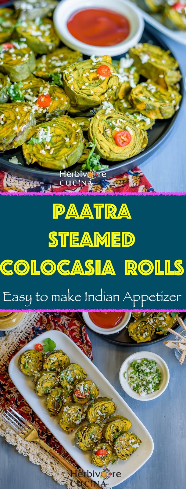 Paatra | Steamed Colocasia Rolls