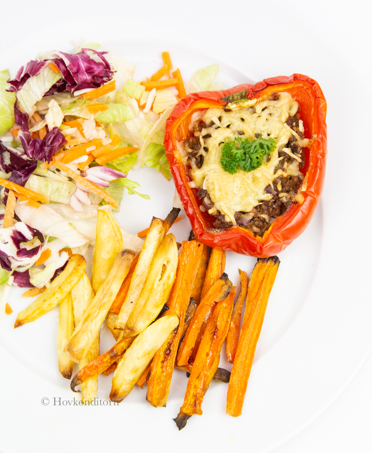 Minced Meat & Cream Cheese Stuffed Bell Peppers