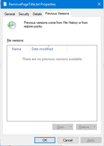 그림 1 - Windows 10에서 문서의 이전 버전 복원