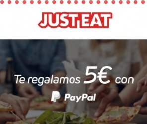 Paypal nos regala cupones de 5 euros descuento en Just-eat