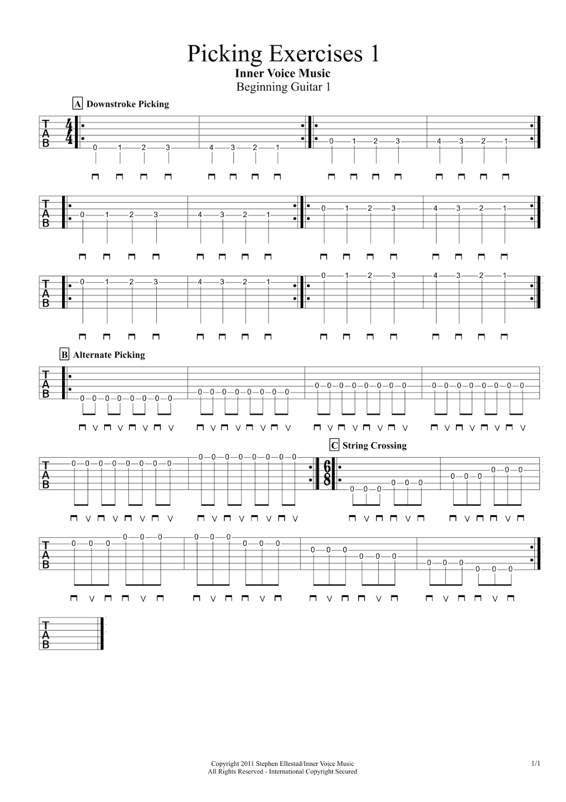 innervoice media Picking Development Exercises for Beginning Guitar