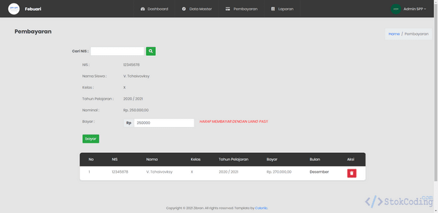 Sistem Informasi Pembayaran SPP Berbasis Web (PHP)
