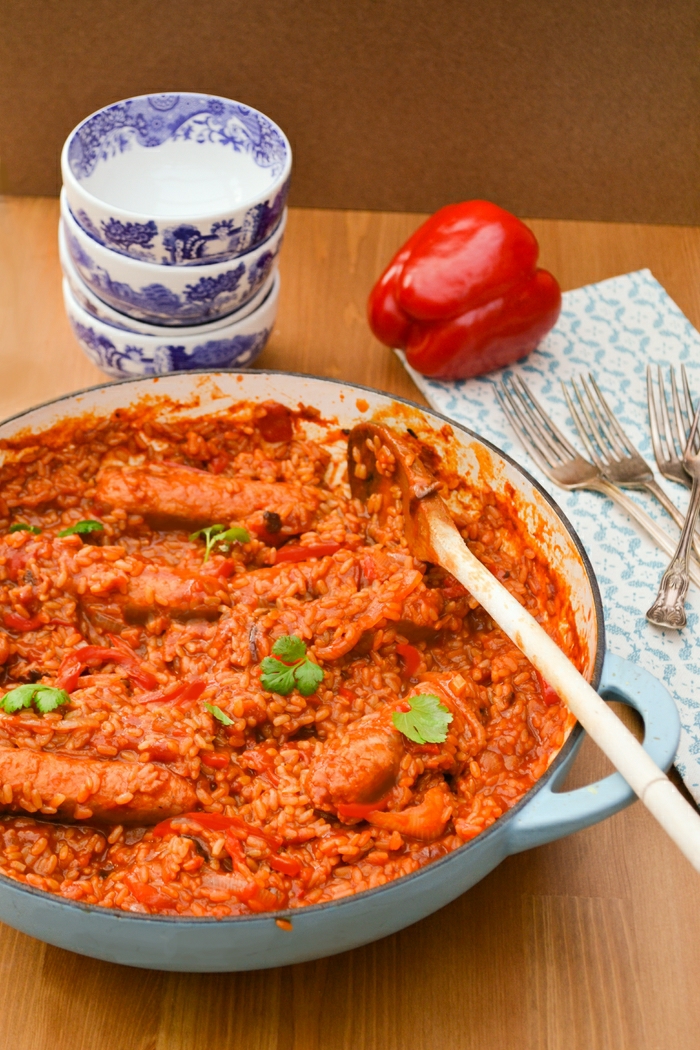 Vegan Sausage, Red Pepper and Brown Rice Casserole Recipe